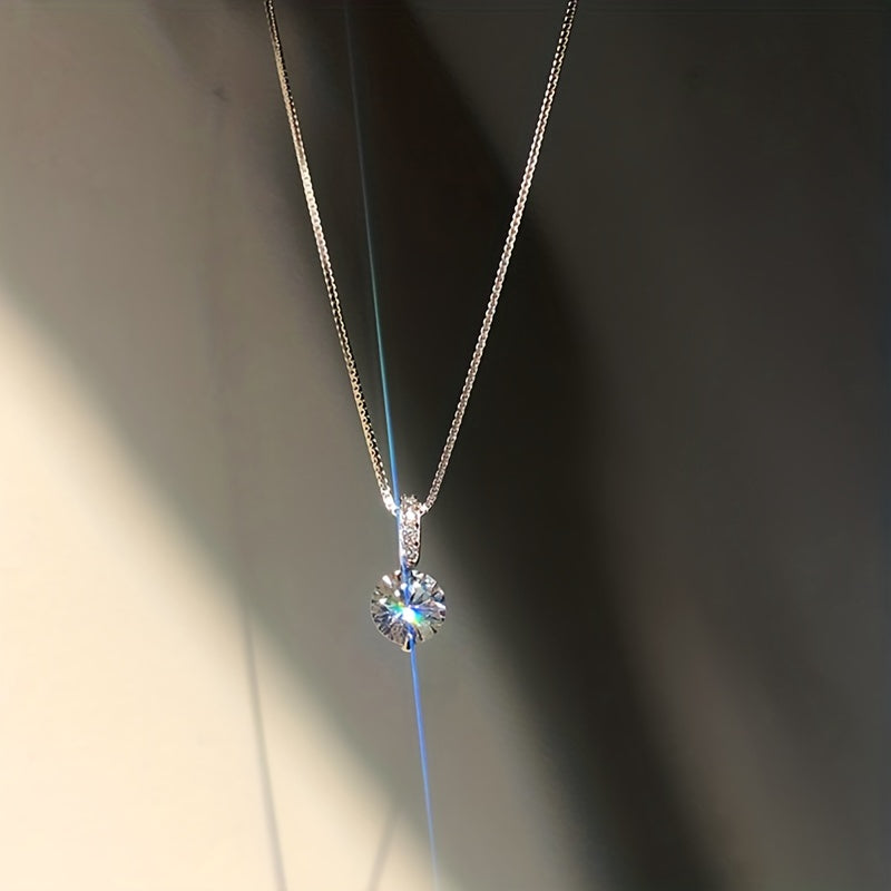 1Pc Shiny For Women Zircon Water Drop Pendant Clavicle Chain Necklace