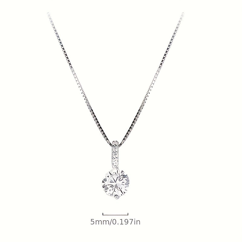 1Pc Shiny For Women Zircon Water Drop Pendant Clavicle Chain Necklace