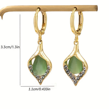 Exquisite Opal Earrings Women's Luxury Water Drop Shape Gems Earrings