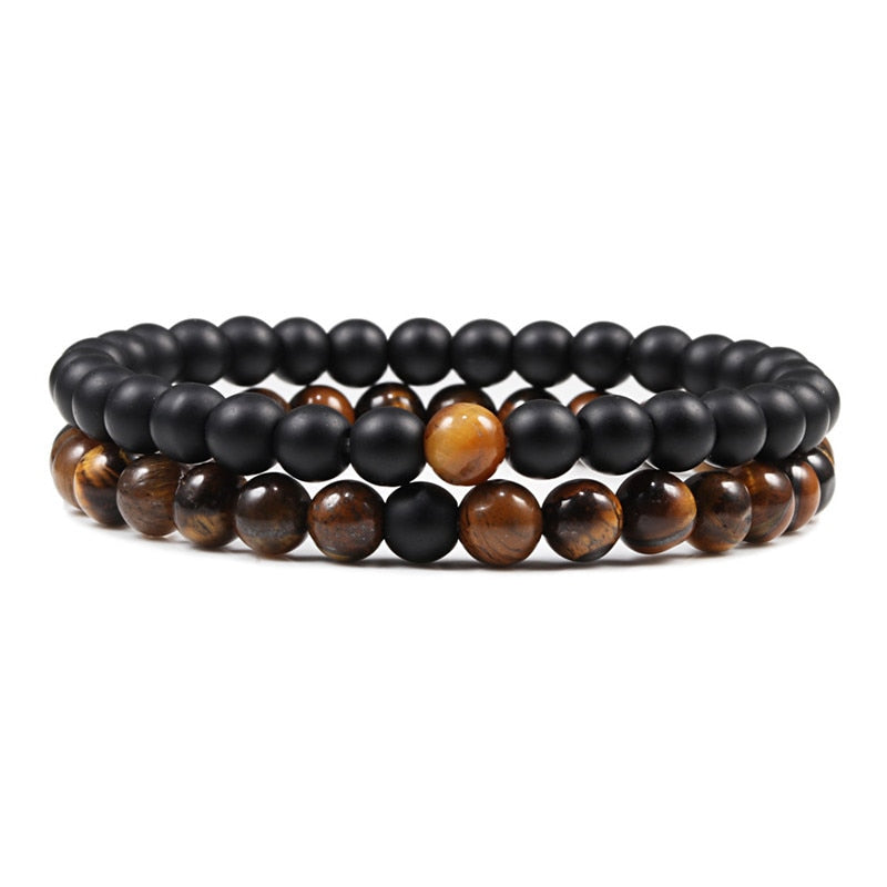 Natural Lava Stone Tiger Eye Beaded Yoga Bracelets